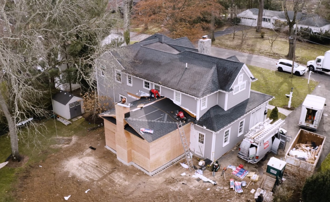 Professional sunroom installation from aerial view in Clearwater, FL